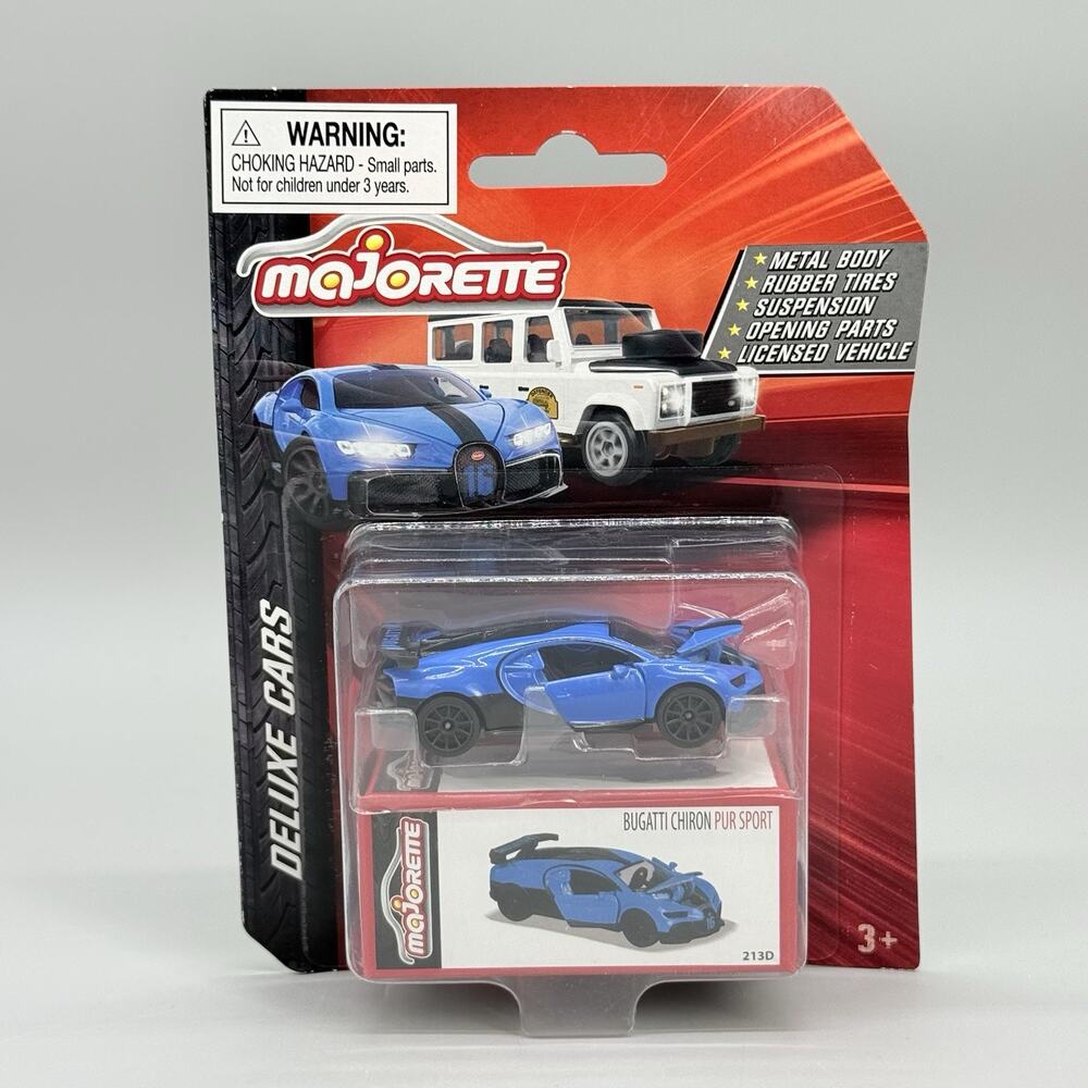Majorette Bugatti Chiron Pur Sport 2023 Deluxe Series Blue Diecast Car 1/64